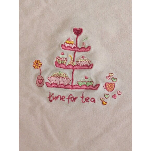 Gymboree Time For Tea Baby Blanket 2004 Teapots Cupcakes PINK - Picture 1 of 8